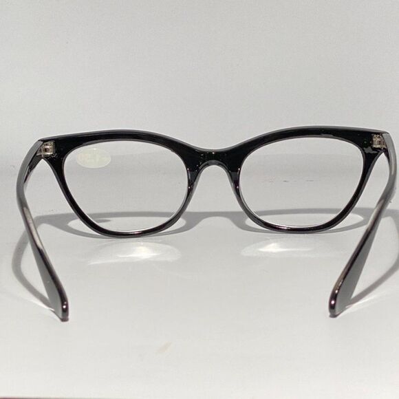 0766 Patty Reading Glasses 1.50 Readers Black Modified Cateye Frames NWT - Picture 4 of 8